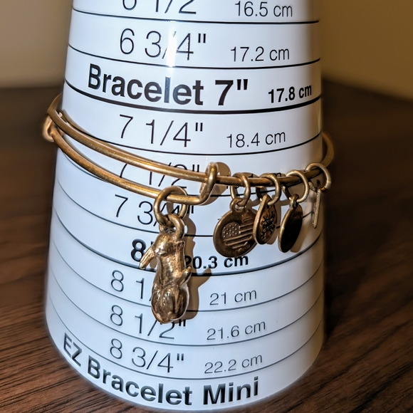 Alex and Ani Cat on its back playing Charm Bangle Expandable - Picture 4 of 6